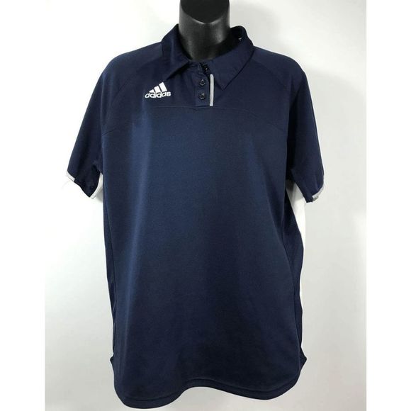 ADIDAS ☀️ Blue/navy Short Sleeve Button Poly/Poly Blend Shirt Women - Size XL - Picture 1 of 5